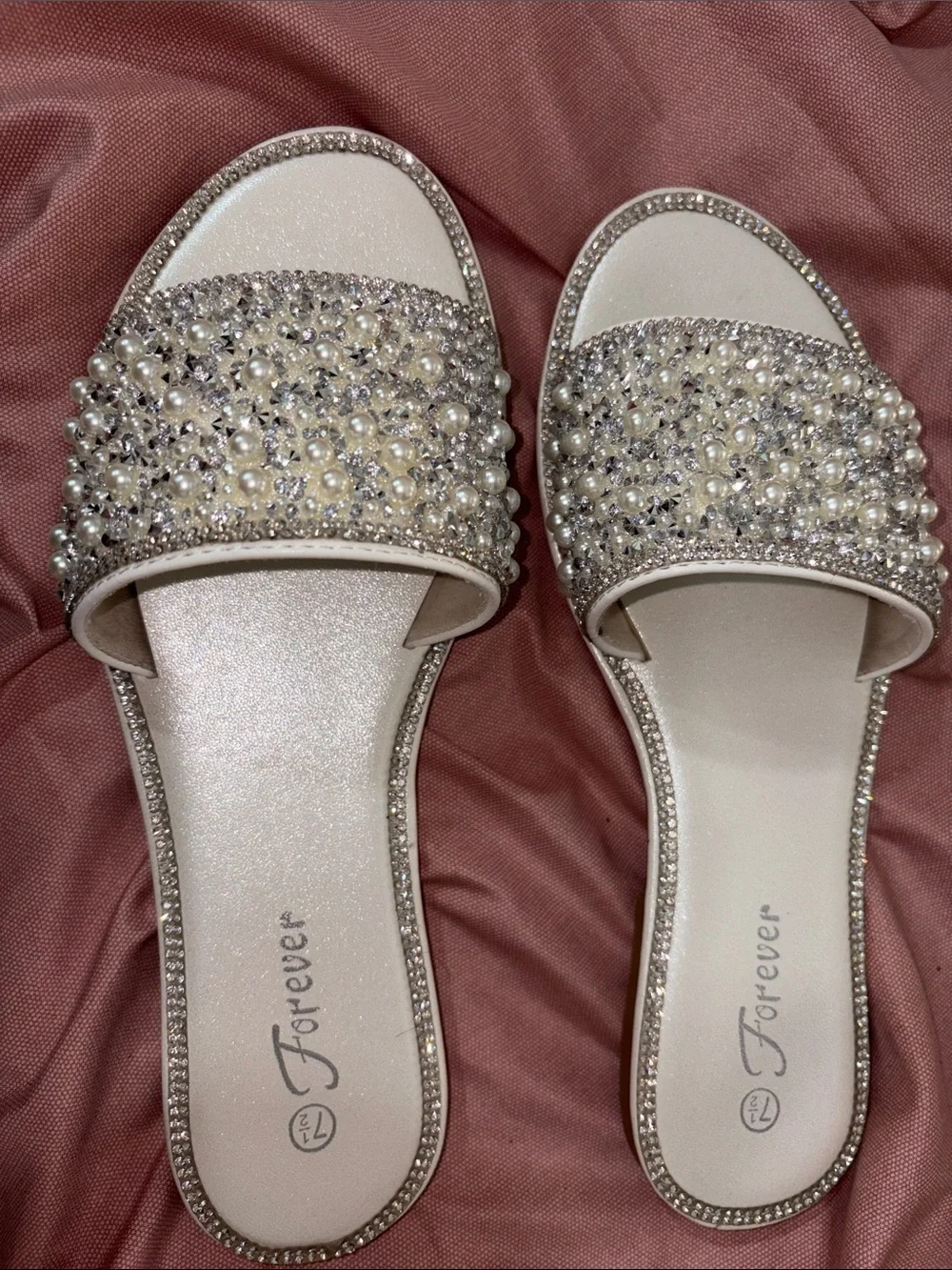 Forever 21 Ivory Pearl & Crystal sandals
